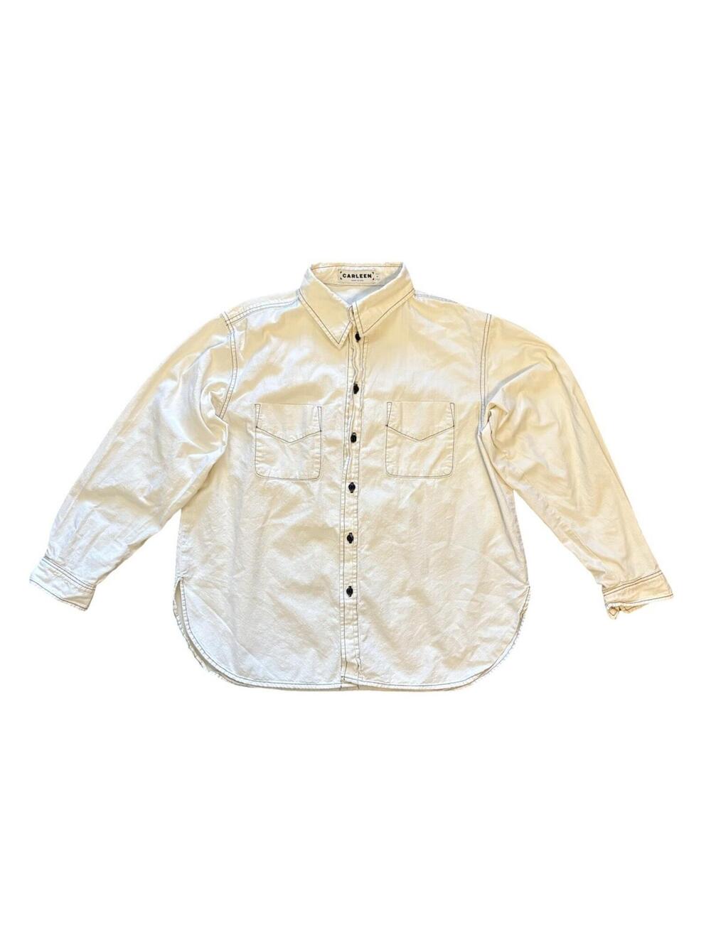 Carleen Anthropologie Double Pocket Button Down Shirt Size Medium Made in USA